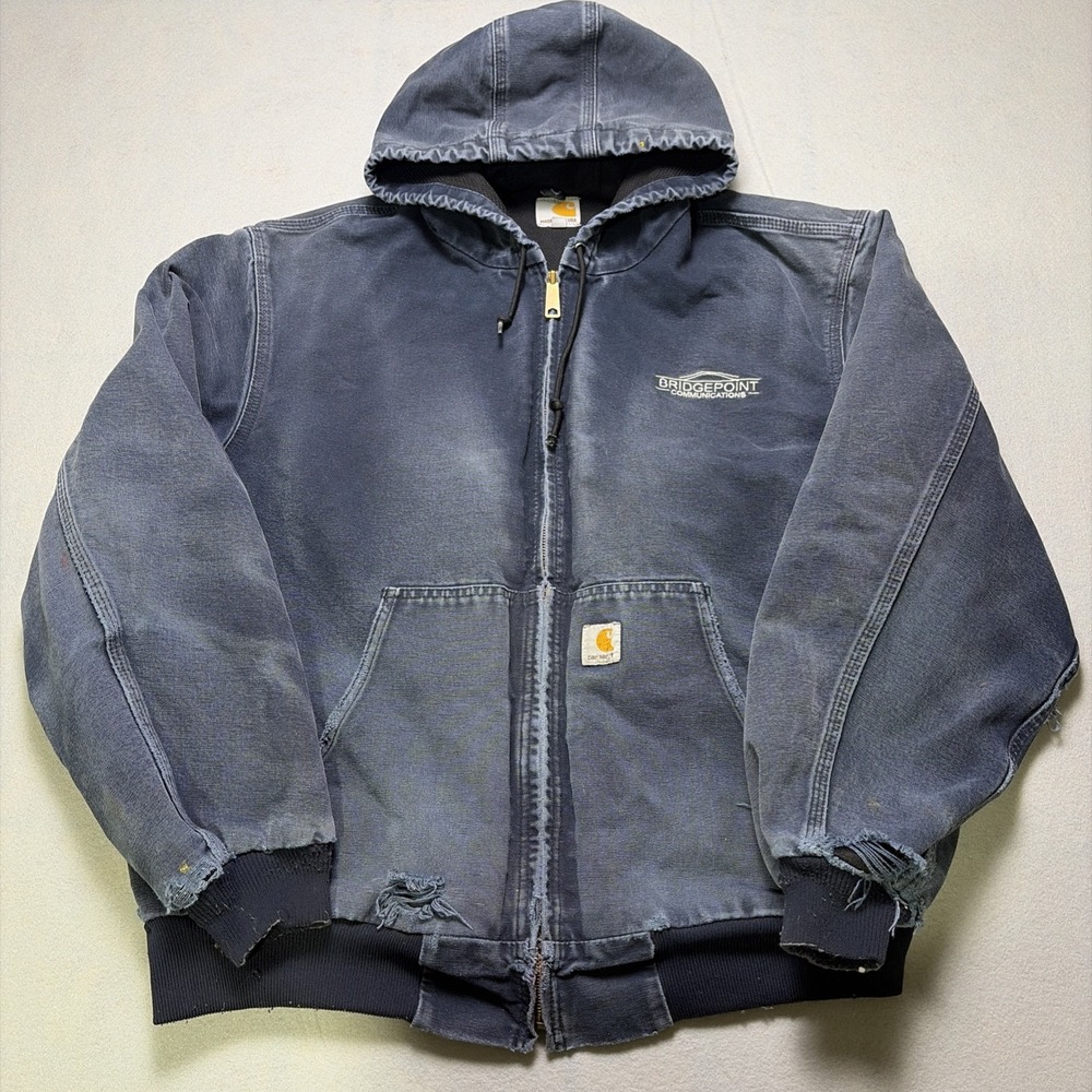Vintage Carhartt Jacket Mens XL J131 DNY Blue Fade Thrashed USA Canvas Work Barn